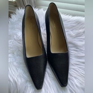 Bottega Veneta Black Textured Leather Pointed Toe Pumps Heels SZ 8B